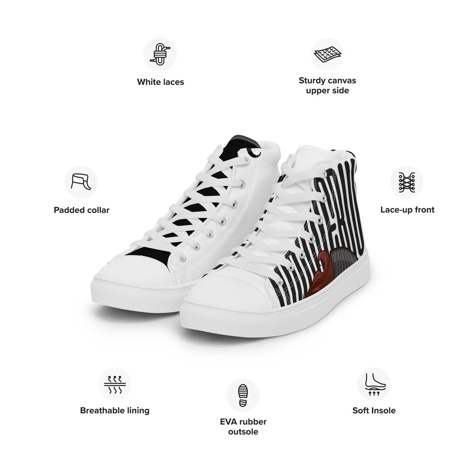 Zapatillas de lona Wanderlust de caña alta para hombre - Pasión por viajar